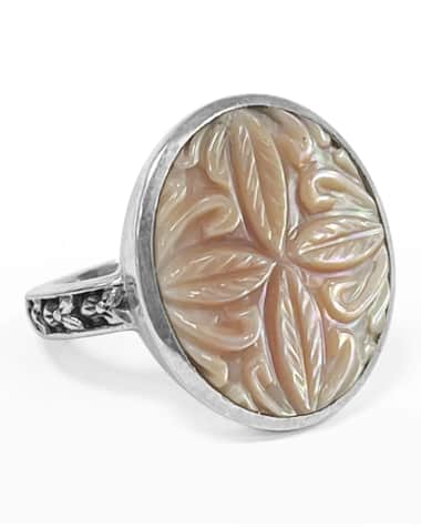 Stephen Dweck Hand-Carved Natural Rose Mother-of-Pearl Ring, Size 7