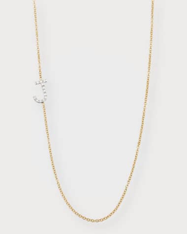 Zoe Lev Jewelry Diamond Asymmetrical Initial Necklace, J