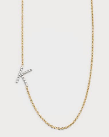 Zoe Lev Jewelry Diamond Asymmetrical Initial Necklace, K