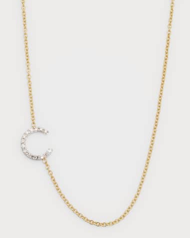 Zoe Lev Jewelry Diamond Asymmetrical Initial Necklace, C