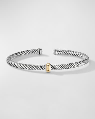 David Yurman Cable Station Bracelet in Silver with 18K Gold, 4mm