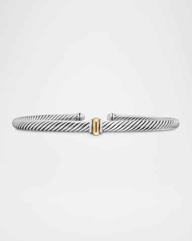 David Yurman Cable Station Bracelet in Silver with 18K Gold, 4mm