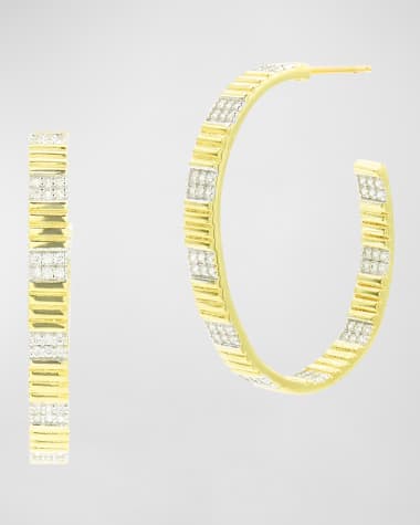 Freida Rothman Cubic Zirconia Striped Hoop Earrings
