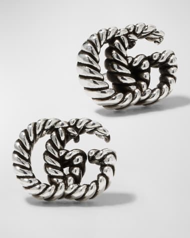 Gucci GG Marmont Stud Earrings in Aged Silver