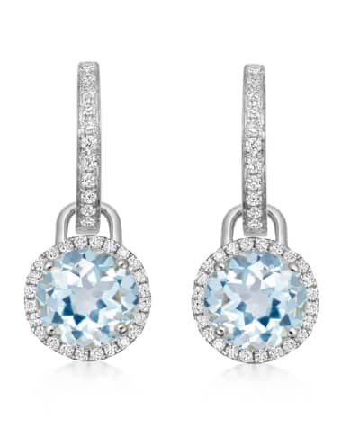Kiki McDonough Grace 18k White Gold Mini Blue Topaz Diamond Drop Earrings