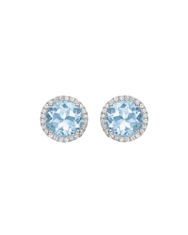 Kiki McDonough Grace 18k White Gold Blue Topaz Stud Earrings with Diamonds