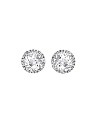 Kiki McDonough Grace 18k White Gold Topaz Diamond Stud Earrings
