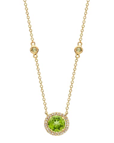 Kiki McDonough Grace 18k Gold Peridot Diamond Pendant Necklace