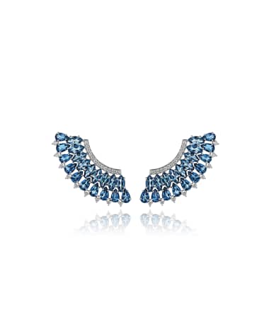 Hueb Mirage 18k White Gold Blue Topaz and Diamond Pave Earrings