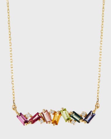 KALAN by Suzanne Kalan 14K Yellow Gold Rainbow Zigzag Bar Necklace with Diamonds