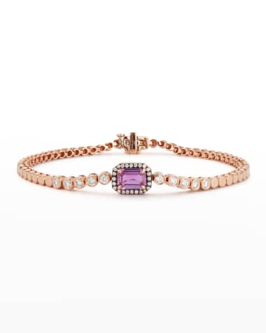 Jemma Wynne Rose Gold One-Of-A-Kind Prive Luxe Diamond Tennis Bracelet with Pink Sapphire and Diamonds