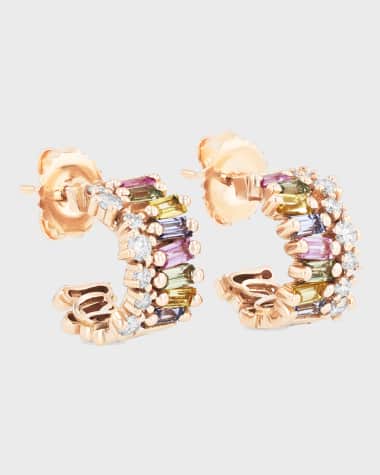Suzanne Kalan Sapphire Mini Wide Huggie Earrings