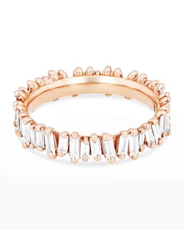 Suzanne Kalan 18k Diamond Classic Fireworks Eternity Band Ring Size 4.5-8