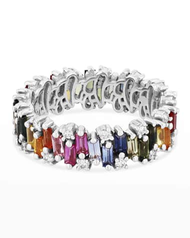 Suzanne Kalan Alaia Rainbow Sapphire Eternity Ring Size 4-8
