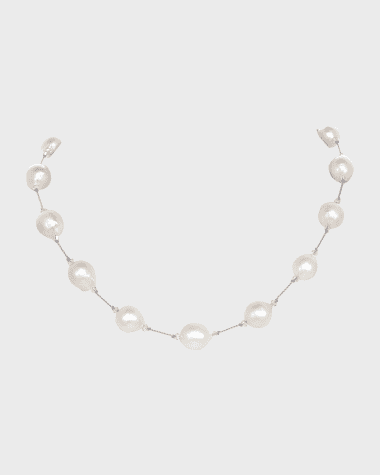 Margo Morrison Small Multicolor Baroque Pearl Necklace with Crystal, Sterling Silver Clasp