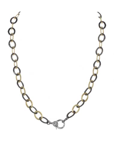 Margo Morrison Matte Vermeil and Sterling Silver Flat Chain Necklace with Diamond Clasp