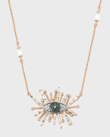 BeeGoddess 14k Rose Gold Eye Light Diamond Necklace