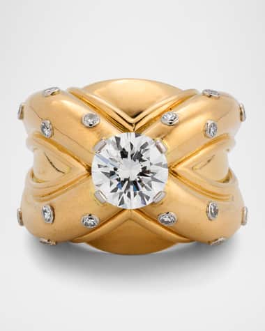 NM Estate Estate 18K Yellow Gold French Diamond Dome Statement Ring, Size 6