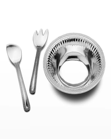 Wilton Armetale Flutes & Pearls Medium 3-Piece Salad Set