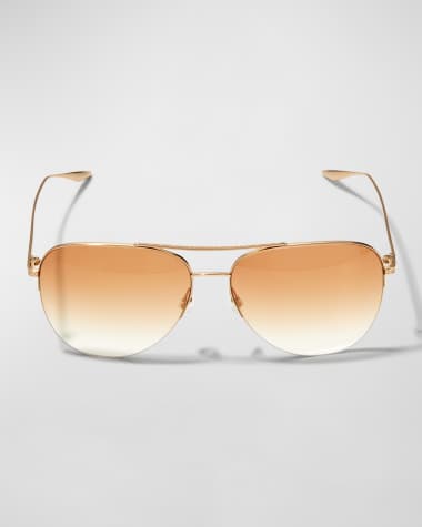 Barton Perreira Chevalier Semi-Rimless Metal Aviator Sunglasses