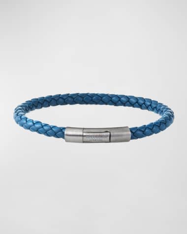 Tateossian Men's Charles Leather Bracelet, Navy
