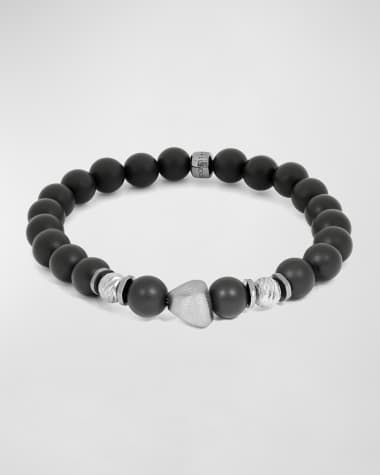 Tateossian Men's Matte Onyx Bracelet with Black Rhodium Nugget