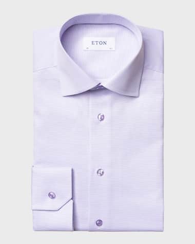 Eton Men's Contemporary-Fit Houndstooth Dress Shirt, Purple