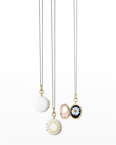 Monica Rich Kosann 18K Gold Vermeil Red Round Locket with Sun