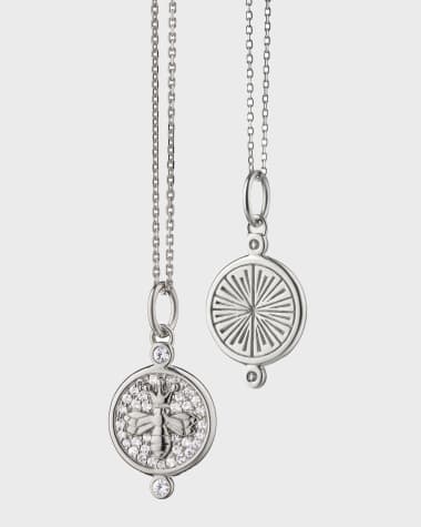 Monica Rich Kosann Sterling Silver Queen Bee Charm Necklace with Pave White Sapphires