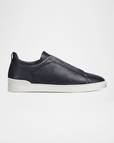 ZEGNA Men's Triple Stitch Deerskin Leather Sneakers