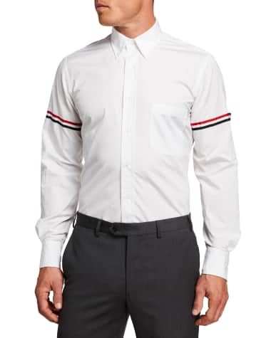 Thom Browne Men's Classic Oxford Sport Shirt w/ Arm Bands