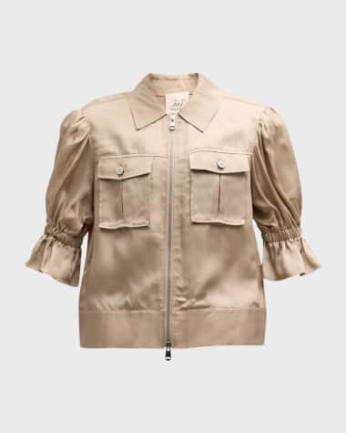 Cinq a Sept Holly Short-Sleeve Sateen Jacket