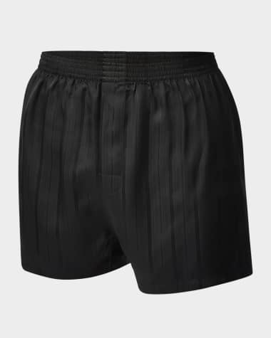 Majestic International Men's Herringbone Stripe Silk Boxer Shorts