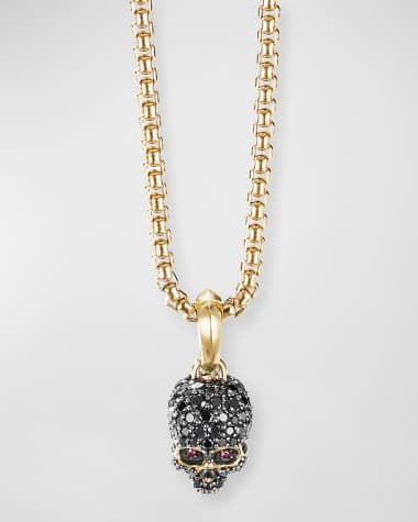 David Yurman Men's Memento Mori Skull Pendant with Diamonds in 18K Gold, 14mm