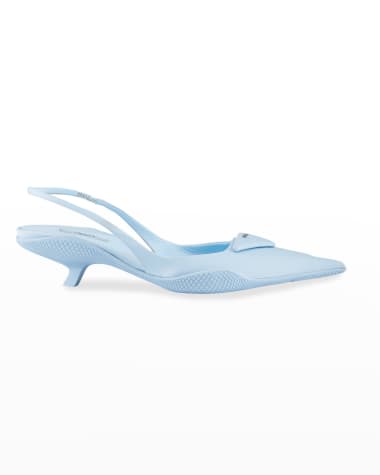 Prada Triangle Kitten-Heel Slingback Pumps