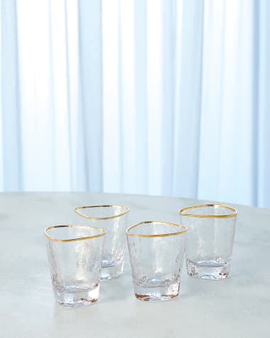 Global Views High Ball Glass with Gold Rim, Set of 4