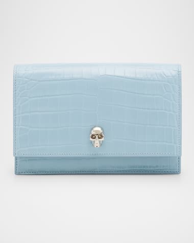 McQueen Mini Skull Croc-Embossed Crossbody Bag