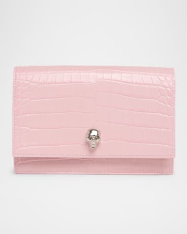McQueen Mini Skull Croc-Embossed Crossbody Bag