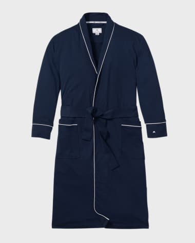 Petite Plume Men's Luxe Pima Cotton Navy Robe