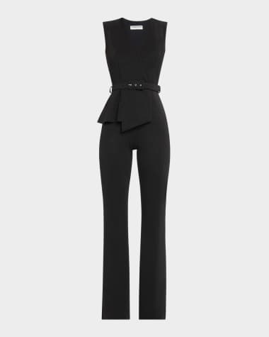 Chiara Boni La Petite Robe Kerolyn Metallic Jersey Belted Jumpsuit