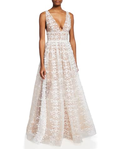 Bronx and Banco Megan V-Neck Lace Gown