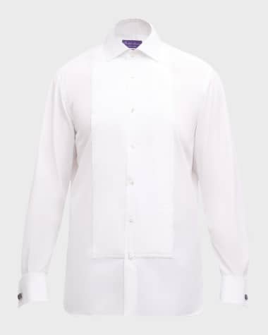 Ralph Lauren Purple Label Solid Poplin Aston Pleated Formal Ds