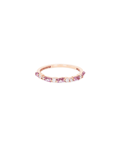 Suzanne Kalan 18k Pink Sapphire Thin Mix Half-Band Ring, Size 4-8