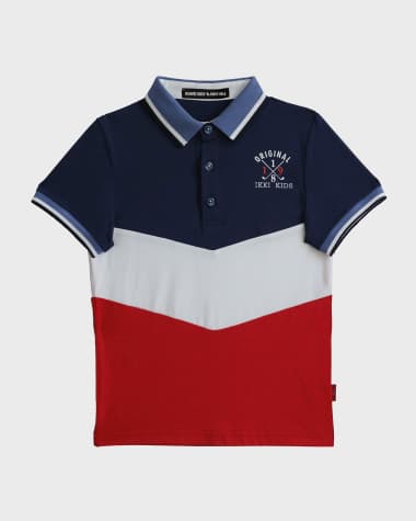 Island Kids & Kids Isle Boy's Embroidered Logo Colorblock Polo Shirt, Size 4-12
