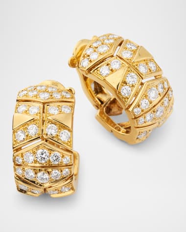 NM Estate Estate Cartier 18K Yellow Gold Rivoli Diamond Hoop Earrings