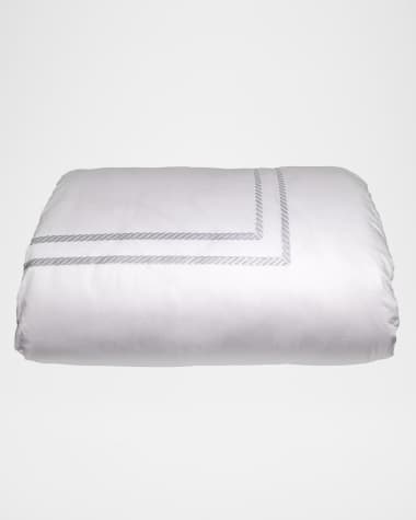 Bovi Fine Linens Simone Twin Duvet Cover, White/Silver