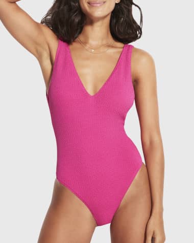 Seafolly Deep V-Neck One-Piece Swimsuit