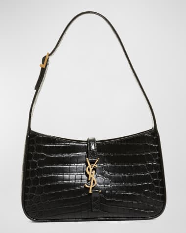 Saint Laurent Le 5 A 7 YSL Shoulder Bag in Croc-Embossed Leather