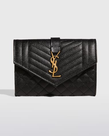 SAINT LAURENT YSL monogram envelope wallet on gold chain grained leather  Bag $1,600.00 - PicClick AU