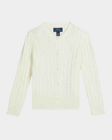 Ralph Lauren Childrenswear Girl's Cable-Knit Ribbed Cardigan, Size 2-4